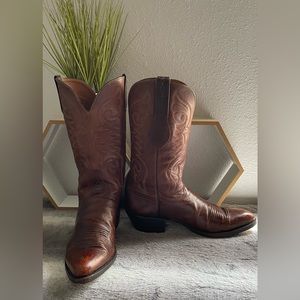 🔥🔥Men’s Vintage Brown Leather LUCCHESE 1883 Cowboy Western Boots 9 D